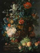 Jan van Huijsum Still Life with Flowers and Fruit France oil painting artist